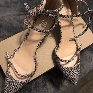 JG leopard kitten heel multi strap heel size 12